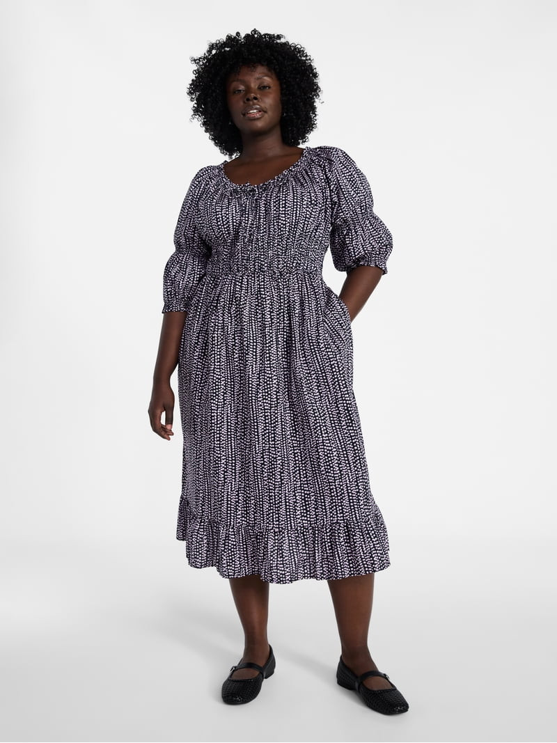 Terra & Sky Women's Plus Size Smocked Waist Dress, Sizes 0X-4X | Walmart (US)