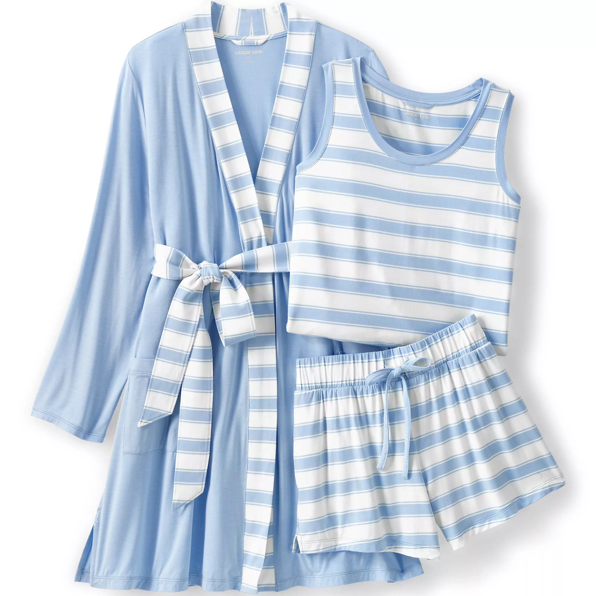 Women's Plus Size Cooling 3 Piece Pajama Set - Robe Tank and Shorts | Lands' End (US)