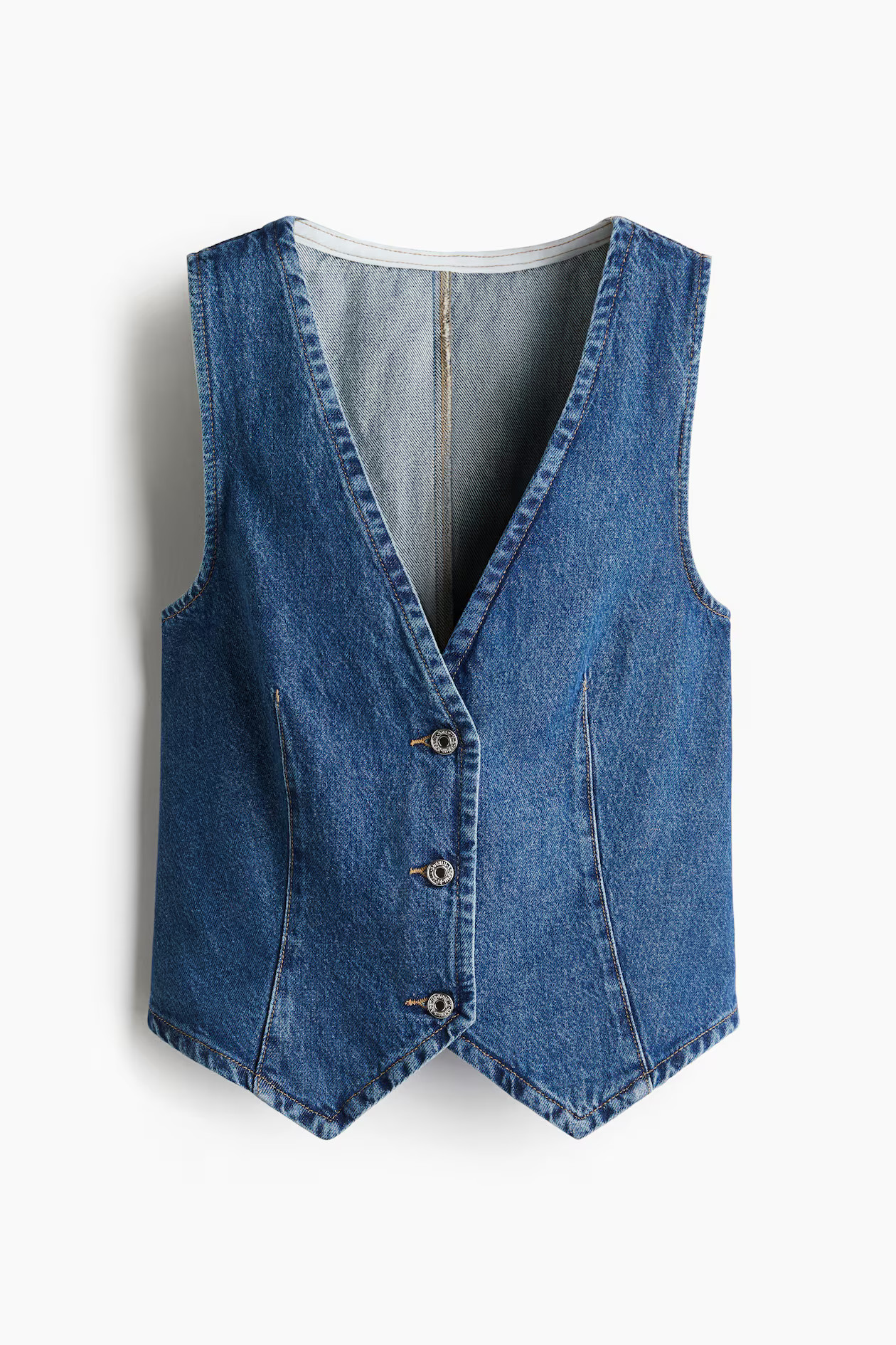 Denim waistcoat - Denim blue - Ladies | H&M GB | H&M (UK, MY, IN, SG, PH, TW, HK)