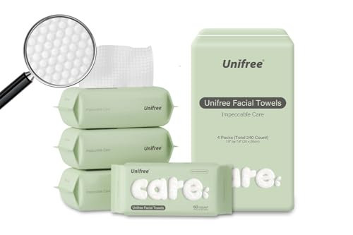 Unifree Facial Towel l Disposable Dry Wipes l 4 -pack Value Pack, 240 Count Towel,Absorbent,Reusable, Soft, Comfort Skincare | Amazon (US)