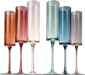 Flower Vintage Wavy Petals Wave Glass Coupes 7oz Colorful Cocktail