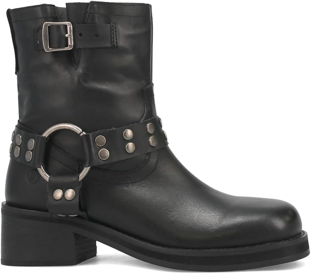 Dingo Womens Anarchy Studded Motorcycle Casual Boots Ankle Mid Heel 2-3" - Black | Amazon (US)