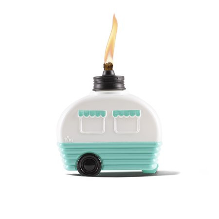 TIKI Brand Decorative Glass 5.85 inch Tall Camper Tabletop Torch White and Turquoise | Walmart (US)