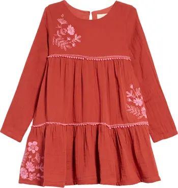 Peek Aren't You Curious Kids' Embroidered Tiered Cotton Gauze Dress | Nordstrom | Nordstrom