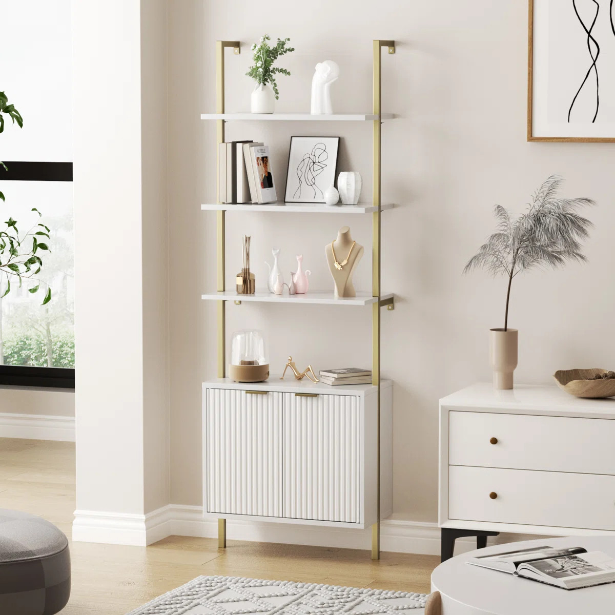 Tesse Unfinished Ladder Storage Bookcase | Wayfair North America