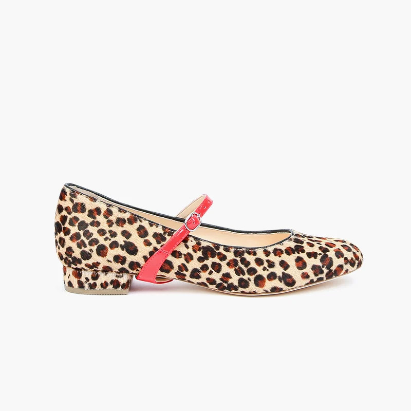 Alterre Leopard Ballet Flat + Red Gloss Twiggy Strap - Brown | Verishop