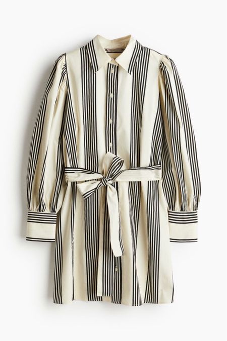 Tie belt puff sleeve striped shirt dress 

#LTKfindsunder50 #LTKstyletip #LTKSeasonal