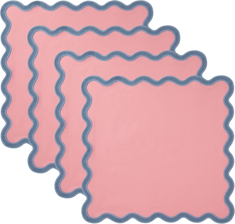 Folkulture Cloth Napkins Set of 4 Cotton, 18" X 18" Dinner Napkins or Table Napkins for Parties, Decorative Napkins Washable for Guests, Resuable Linen Napkins or Fabric Napkins (Laguna Blush) | Amazon (US)