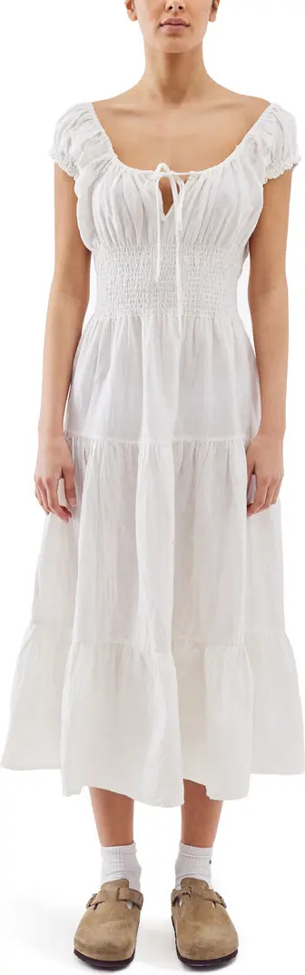 Ella Smocked Linen & Cotton Dress | Nordstrom