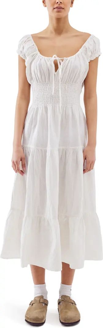 Ella Smocked Linen & Cotton Dress | Nordstrom