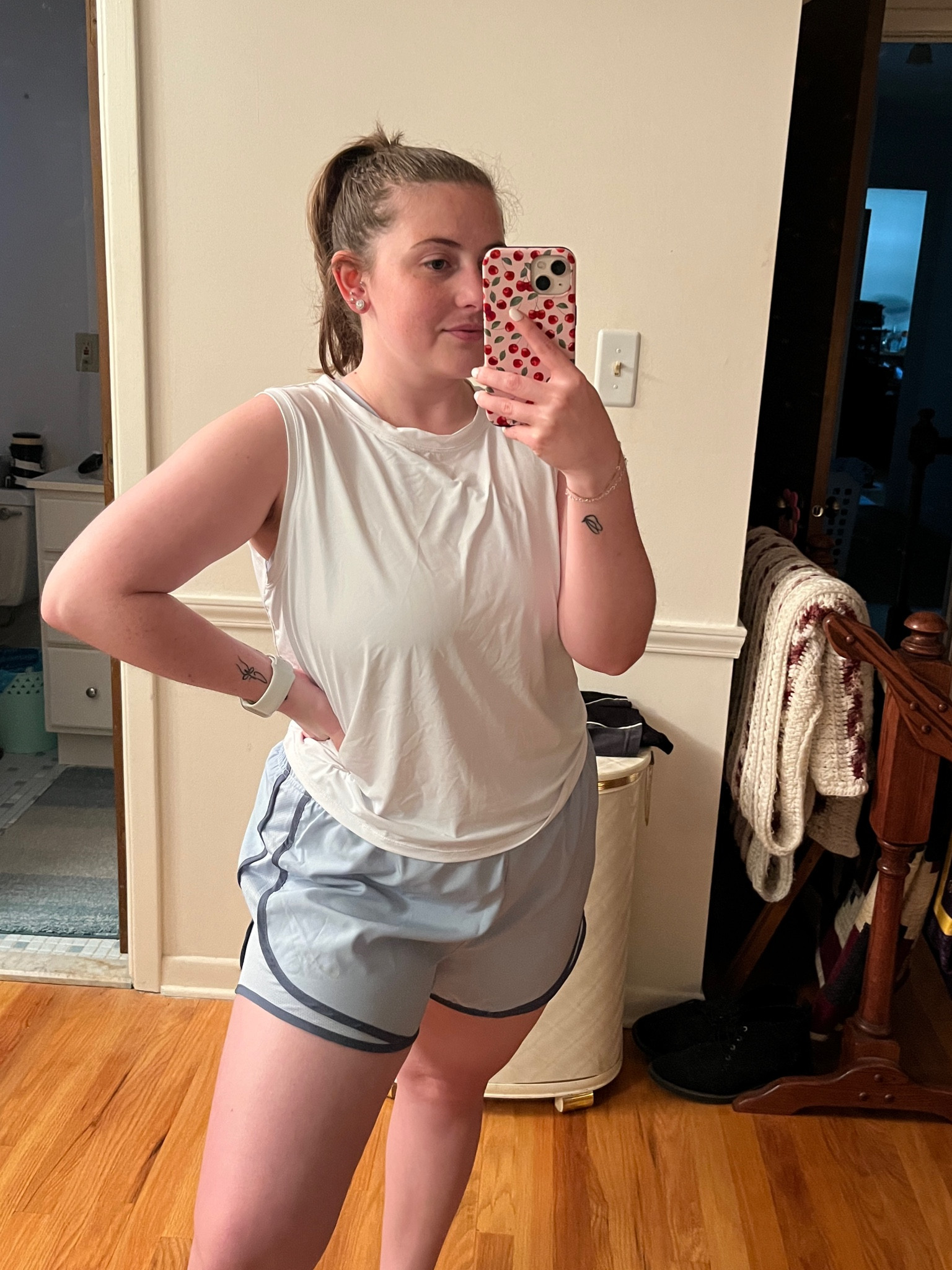 No clue why the shorts are showing as a shirt but oh well! (Also forgot to include my shoes in pic but linking still)

#LTKMidsize #LTKFitness