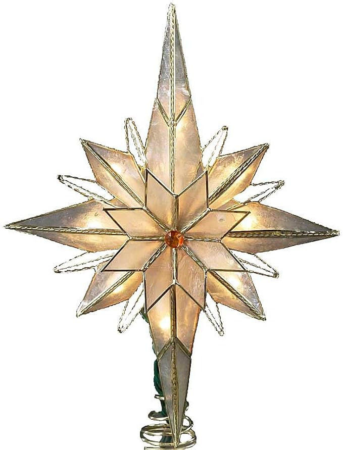 Kurt S. Adler UL3016 10-Light 10-Inch Capiz Classical Multi-Pointed Bethlehem Star Treetop | Amazon (US)