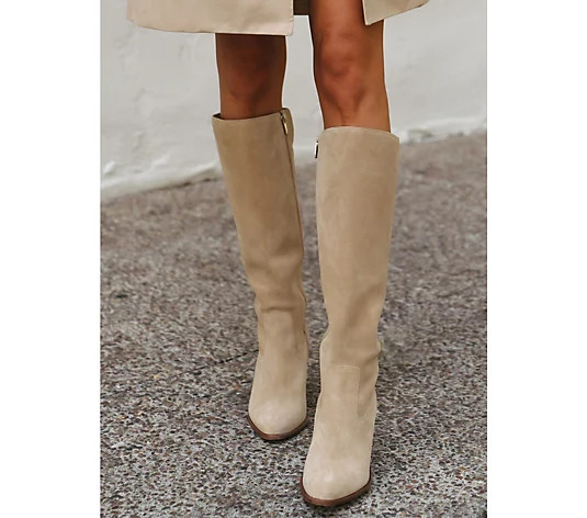 Vince Camuto x Fashion Jackson Tall Shaft Leather Boots - Pearlanie - QVC.com | QVC