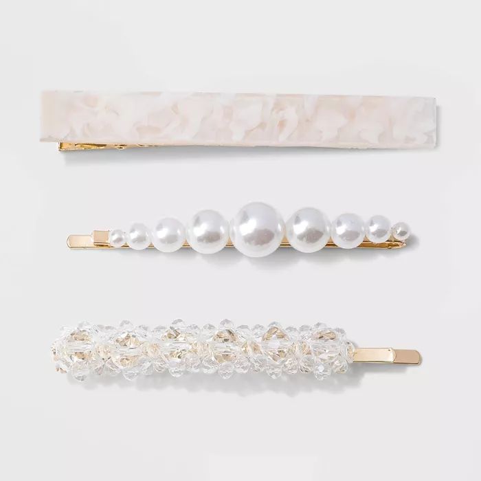 Acrylic White Pearl Bobby Pins 3pc - A New Day™ Gold | Target