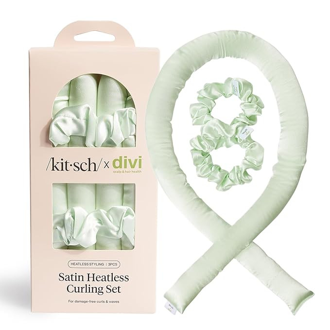 Divi x Kitsch Satin Heatless Curling Set - Heatless Hair Curler, Heatless Curls Overnight - Hair ... | Amazon (US)