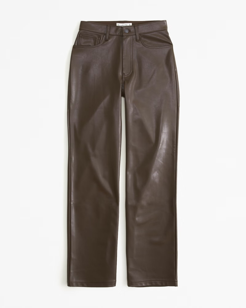 Women's Curve Love Vegan Leather 90s Relaxed Pant | Women's Bottoms | Abercrombie.com | Abercrombie & Fitch (US)