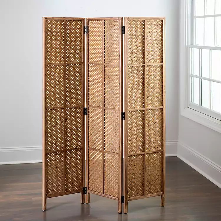 New! Wood and Bamboo 3-Panel Screen | Kirkland's Home