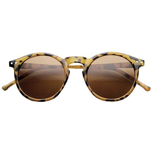 zeroUV - Retro Horned Rim P3 Keyhole Round Horn Rimmed Sunglasses (Shiny-Tortoise Amber) | Amazon (US)