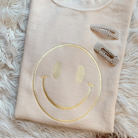 Smiley Face Corded Crewneck | Trendy Smile Sweatshirt | Etsy (US)