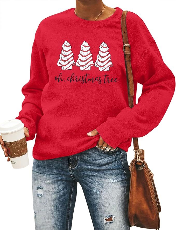 BANGELY Christmas Sweatshirt Women Christmas Tree Cake Sweater Shirts Xmas Holiday Pullover Cute ... | Amazon (US)