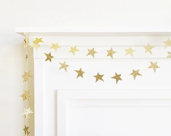 Mini Glitter Star Garland in Gold and/or Silver - 6 ft across - Banner, Bunting | Etsy (US)