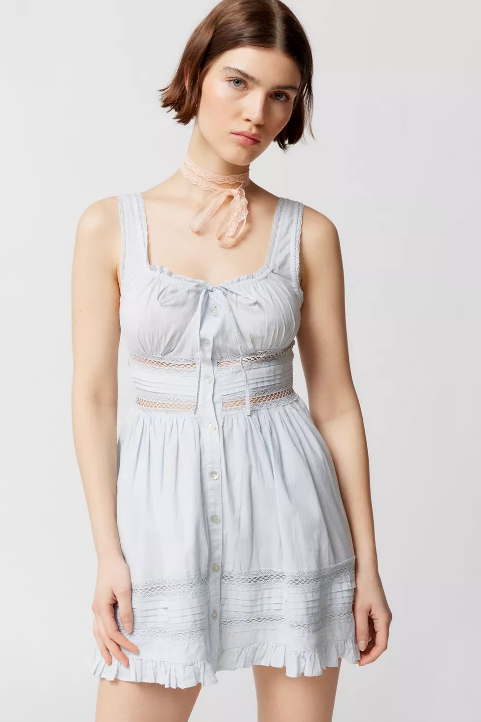 UO Angelina Lace-Inset Mini Dress | Urban Outfitters (US and RoW)