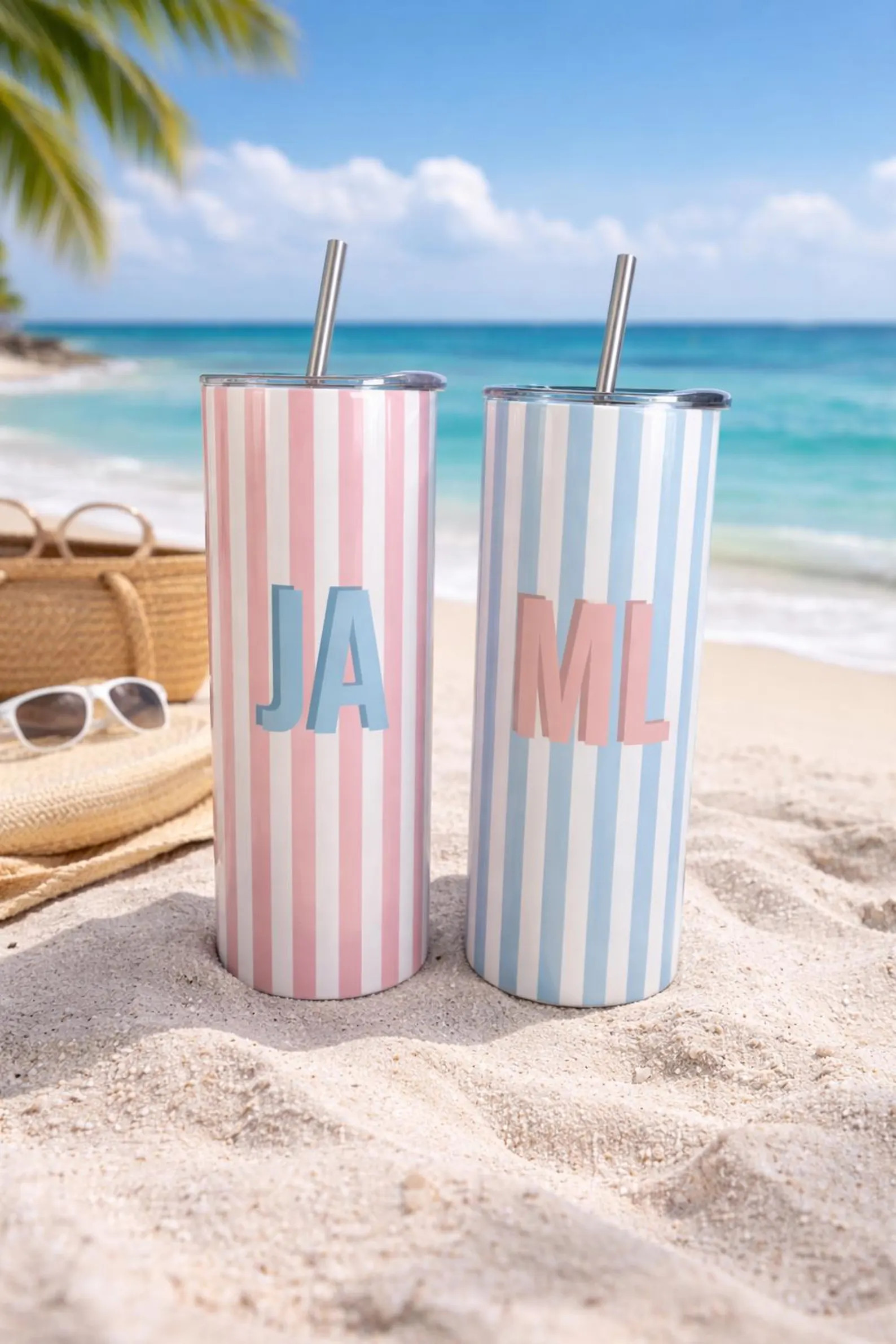 Personalized Cabana Stripe Tumbler, Beach Trip Stainless Steel Cup | Etsy (Global)