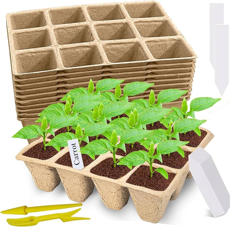 120 Cells Seed Starter Tray, 10 Packs Biodegradable Peat Pots for Seedlings, Organic Germination ... | Amazon (US)