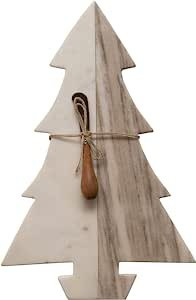 Amazon.com: Creative Co-Op 16" L x 10-1/2"W Marble Tree w/Wood Canape Knife, White and Buff Color... | Amazon (US)