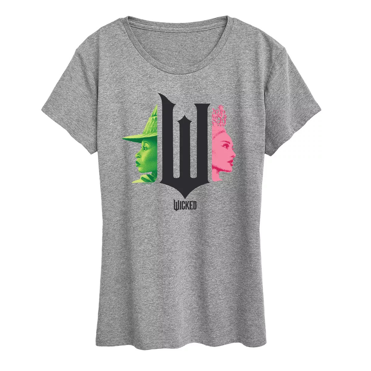 Women's - Wicked - Glinda and Elphaba Faces with Logo Short Sleeve Graphic T-Shirt | Target