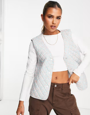Monki relaxed gilet in ditsy floral quilting  | ASOS | ASOS (Global)