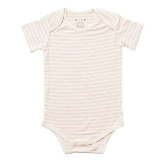 HART + LAND Baby/Toddler Bamboo Short Sleeve Lap Shoulder Bodysuit- Simple Stripe | The Tot