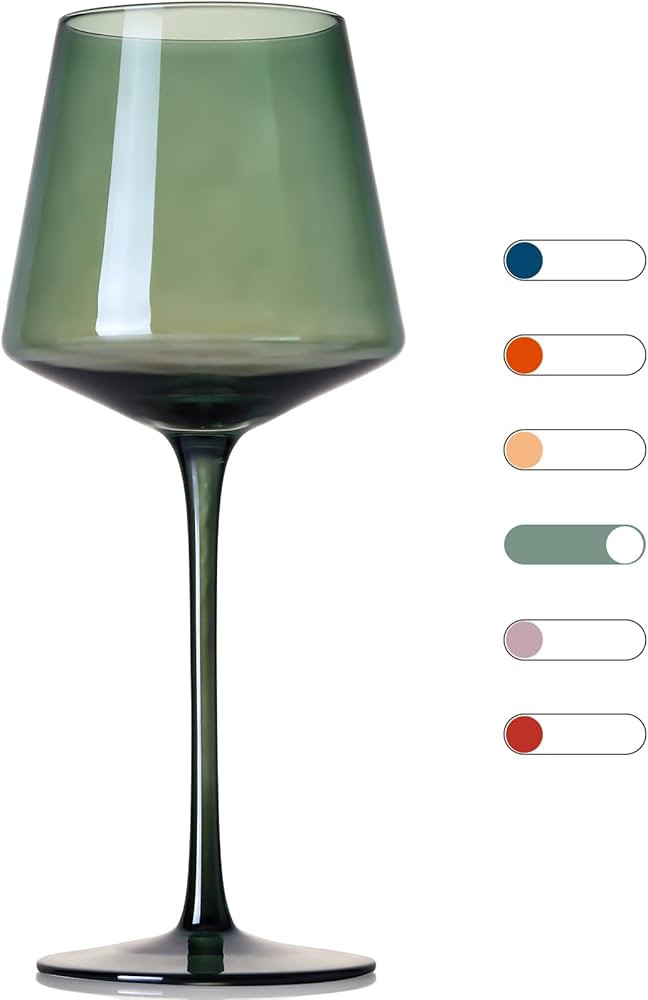 COMFIT Green Long Stem Wine Glasses Set of 6-16oz Hand Blown Crystal Wine Glass, Spice up your Ch... | Amazon (US)