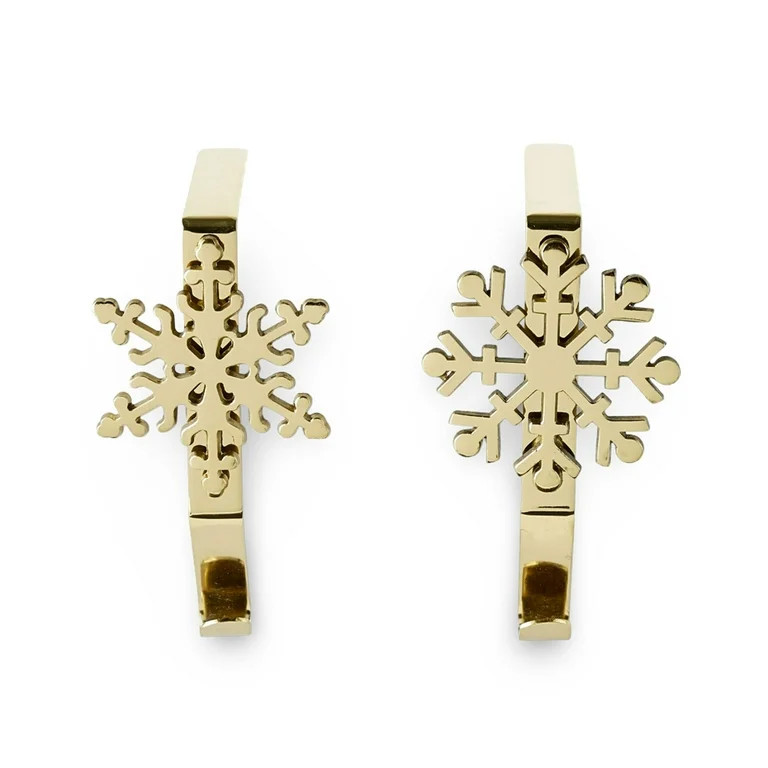Metal Snowflake Christmas Stocking Holder Set, Gold, 6.25", 2 Count, by Holiday Time | Walmart (US)