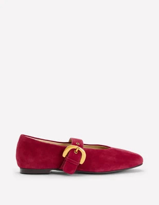 Boden Women's Kylie Flat Buckle Mary Janes in Red | Size 41 | Boden (US)