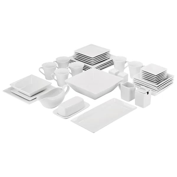 10 Strawberry Street Simply Square Porcelain Dining Set (40 Pieces) | Bed Bath & Beyond