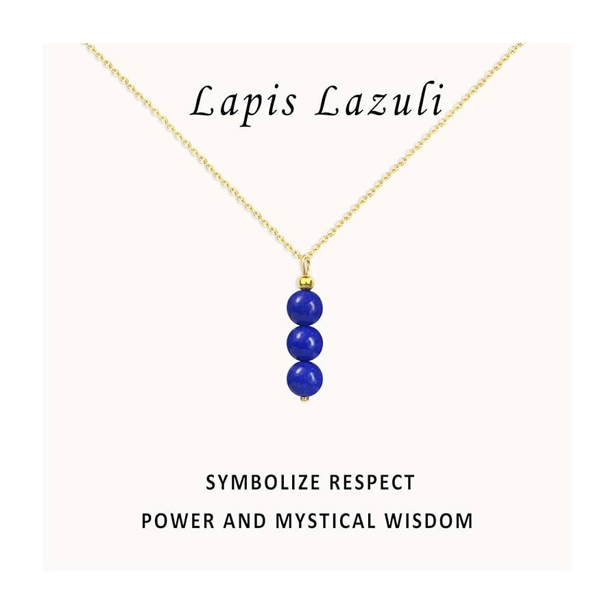 Amazon.com: SmileBelle Lapis Lazuli Crystal Necklaces for Women Blue Necklaces Dainty Healing Pen... | Amazon (US)