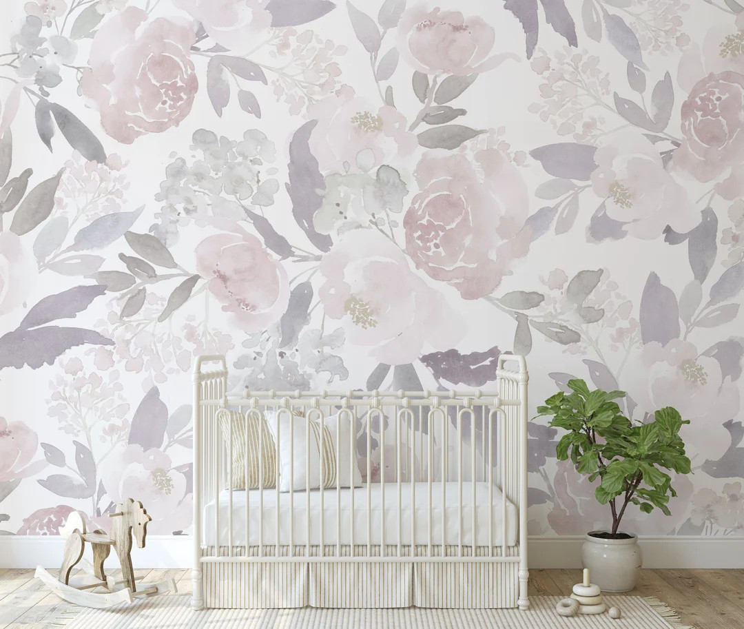 Ultralight Delicate Forest Floral KM042 Large Scale Mural Wallpaper Watercolor Botanical Peel and... | Etsy (US)