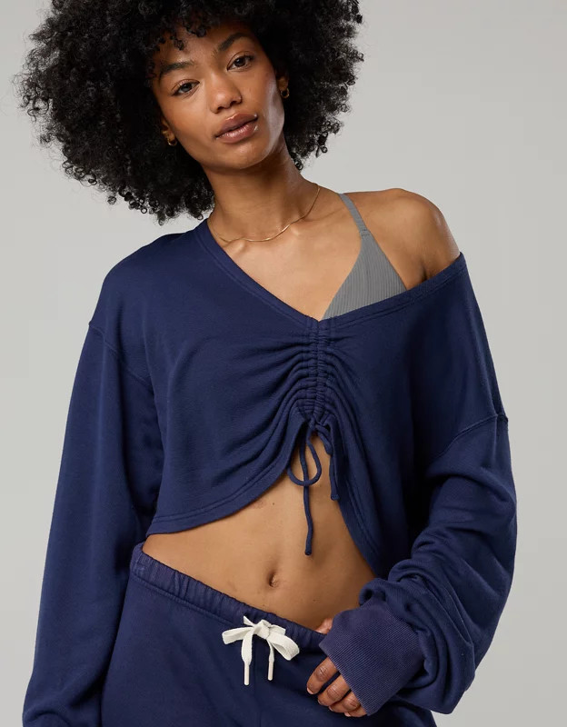 OFFLINE By Aerie Keep It 100 Terry Cinched Front Crewneck | Aerie