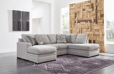 Bresslyn Place 2-Piece Performance Fabric Sectional with Chaise, Pewter | Ashley Homestore