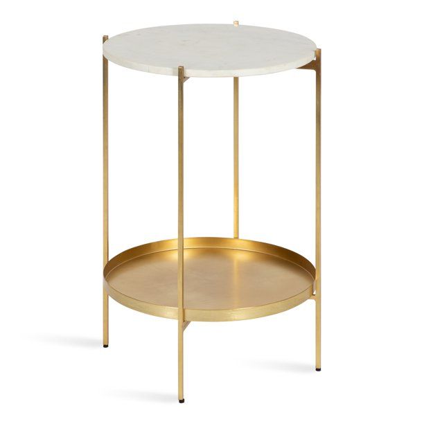 Kate and Laurel Lavish Modern Side Table, 17 x 17 x 26, White Marble and Gold, Authentic Marble E... | Walmart (US)