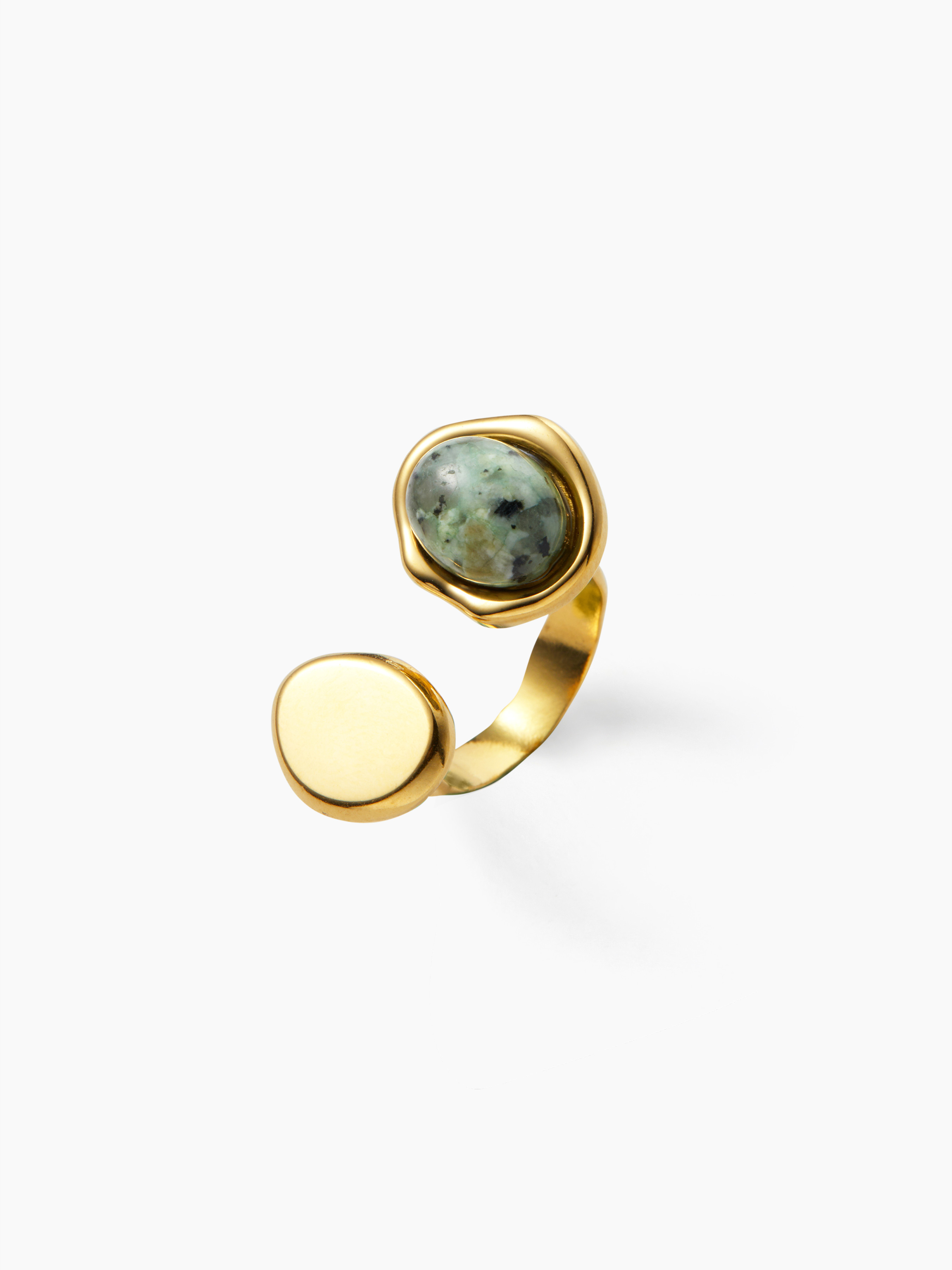 Stainless Steel NATRUAL STONE 18K GOLD PLATED STAINLESS STEEL OPEN RING For Party/Clubbing | Cider