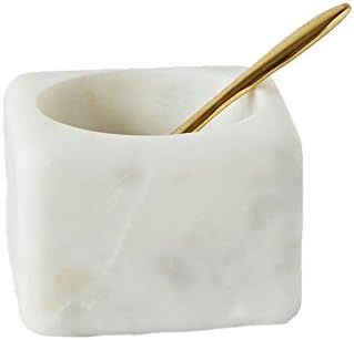 Creative Co-Op Square White Marble Bowl with Brass Spoon | Amazon (US)