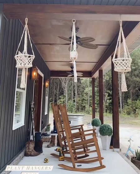 Macrame plant hangers | porch | front porch 

#homedecorfinds #interiordesigns #homesweethome #homedesign #homeexterior #amazonfinds #custombuilthome #LTK #liketoknowitstyle #mydesignstyle #modernrustic 
#interiorinspiration

#LTKhome