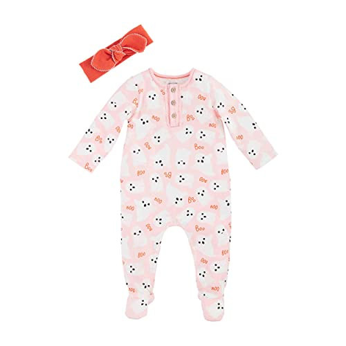 Mud Pie Girl Halloween Ghost Baby Sleeper, Pink, 3-6 Months | Amazon (US)