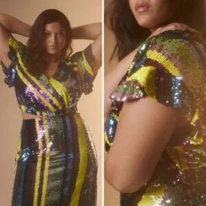 NWT Anthropologie x Rdalamal Sequined Surplice Blouse | 3X | Poshmark