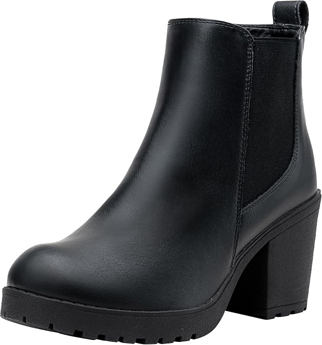 Women's Platform Chelsea Ankle Boots, Chunky Block Heel Booties | Amazon (US)