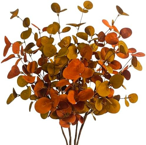4 Pcs Artificial Fall Eucalyptus Leaves Greenery Stems Plants for Home Floral Arrangement Wedding... | Amazon (US)