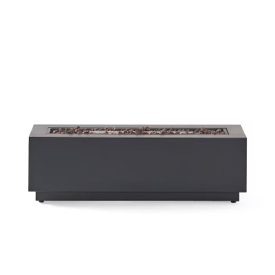 Wellington Outdoor 50000 BTU Rectangular Fire Pit Dark Gray - Christopher Knight Home: Durable Ir... | Target
