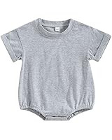 AEEMCEM Baby Boy Girl Oversized T-Shirt Bubble Romper Solid Color Short Sleeve Pocket Bodysuit To... | Amazon (US)